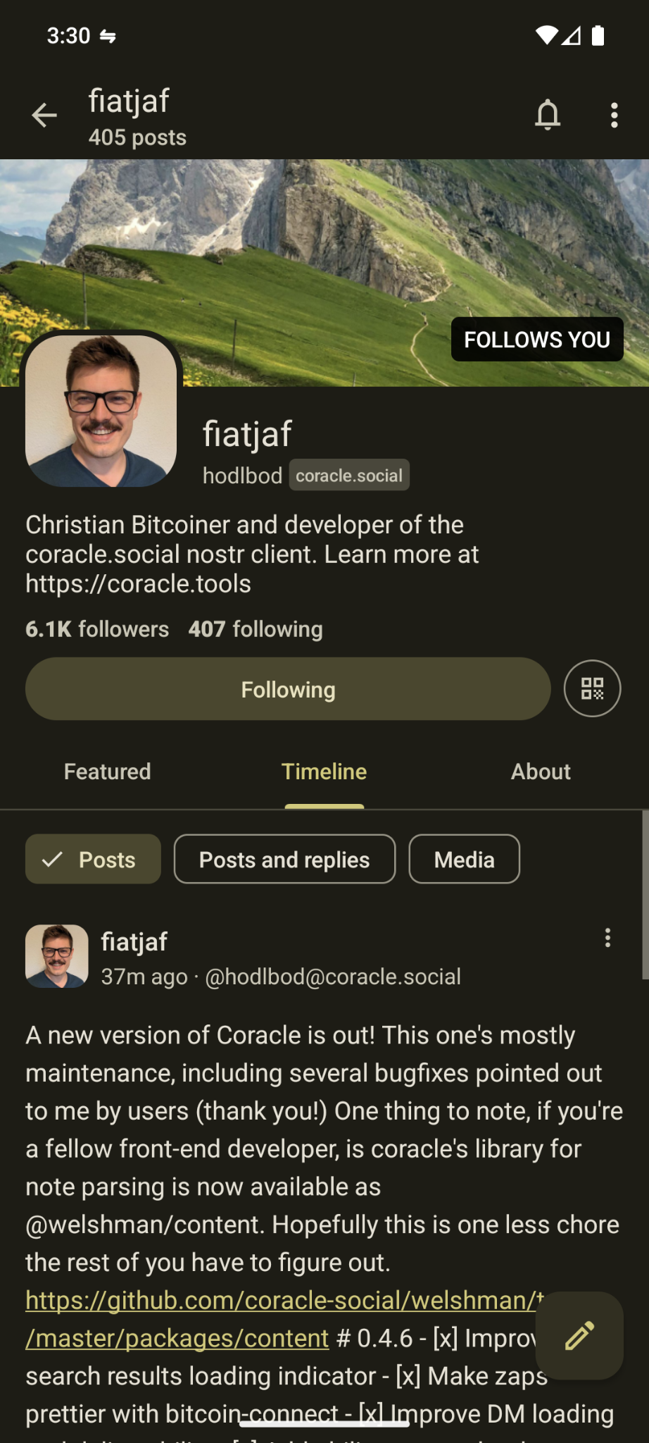 Mastodon Android app showing Ditto