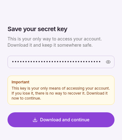 Ditto save secret key screen